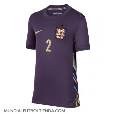 Camiseta Inglaterra Kyle Walker #2 Segunda Equipación Replica Eurocopa 2024 para mujer mangas cortas Camiseta Inglaterra Kyle Walker #2 Segunda Equipación Replica Eurocopa 2024 para mujer mangas cortas